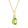 Thumbnail Image 2 of Oval-Cut Peridot & Diamond Necklace 1/20 ct tw 10K Yellow Gold