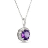 Thumbnail Image 2 of Amethyst & White Lab-Created Sapphire Halo Necklace Sterling Silver 18"
