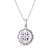 Thumbnail Image 3 of Amethyst & White Lab-Created Sapphire Halo Necklace Sterling Silver 18"