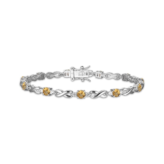 Citrine & White Lab-Created Sapphire Infinity Bracelet Sterling Silver 7.25"