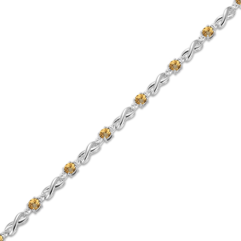 Main Image 2 of Citrine & White Lab-Created Sapphire Infinity Bracelet Sterling Silver 7.25"