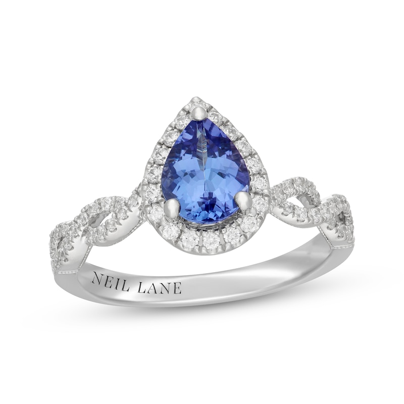 Main Image 1 of Neil Lane Pear-Shaped Tanzanite & Diamond Halo Engagement Ring 3/8 ct tw 14K White Gold