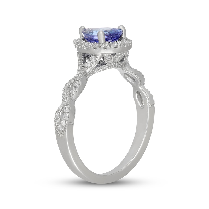 Main Image 2 of Neil Lane Pear-Shaped Tanzanite & Diamond Halo Engagement Ring 3/8 ct tw 14K White Gold
