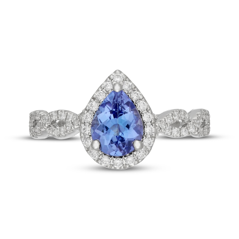 Main Image 3 of Neil Lane Pear-Shaped Tanzanite & Diamond Halo Engagement Ring 3/8 ct tw 14K White Gold