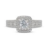 Thumbnail Image 3 of THE LEO First Light Diamond Round-Cut Double Halo Engagement Ring 1 ct tw 14K White Gold