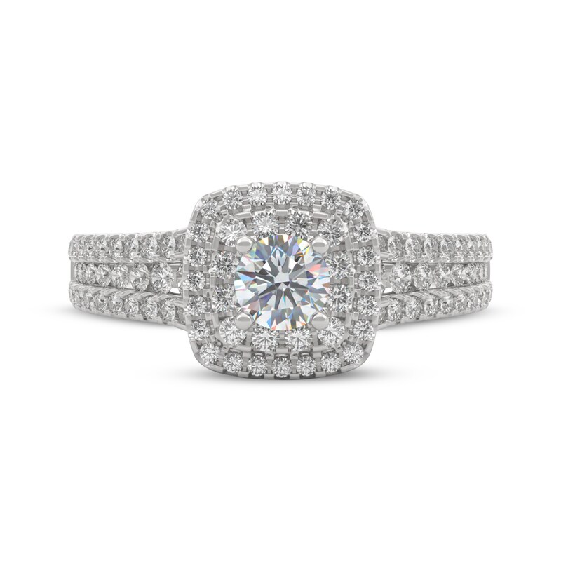 Main Image 3 of THE LEO First Light Diamond Round-Cut Double Halo Engagement Ring 1 ct tw 14K White Gold