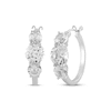 Thumbnail Image 0 of White Lab-Created Sapphire Three-Stone Hoop Earrings Sterling Silver