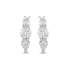 Thumbnail Image 2 of White Lab-Created Sapphire Three-Stone Hoop Earrings Sterling Silver