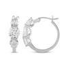 Thumbnail Image 3 of White Lab-Created Sapphire Three-Stone Hoop Earrings Sterling Silver