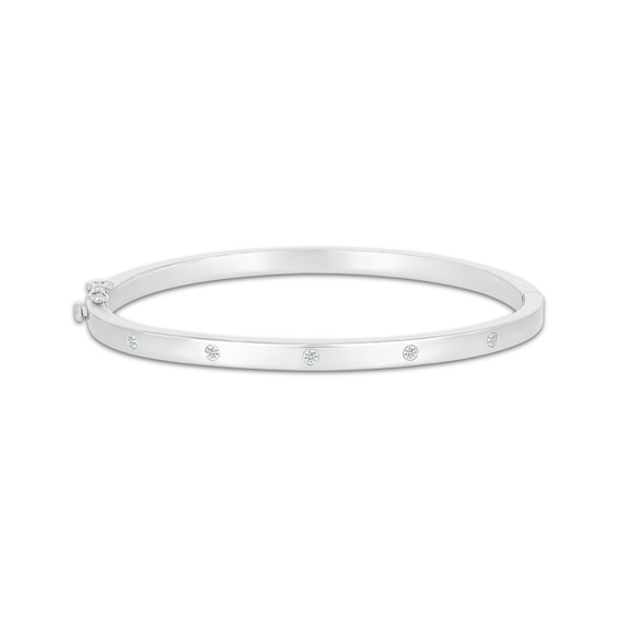 Diamond Five-Stone Bangle Bracelet 1/6 ct tw Sterling Silver