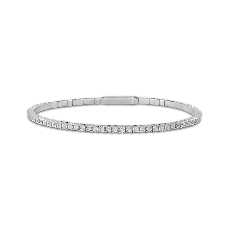 Diamond Flex Bangle Bracelet 1/4 ct tw Sterling Silver & Stainless Steel