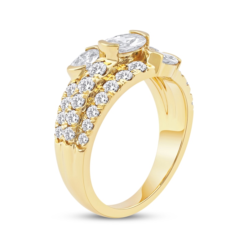 Lab-Created Diamonds by KAY Oval-Cut Three-Stone Anniversary Ring 2 ct tw 14K Yellow Gold