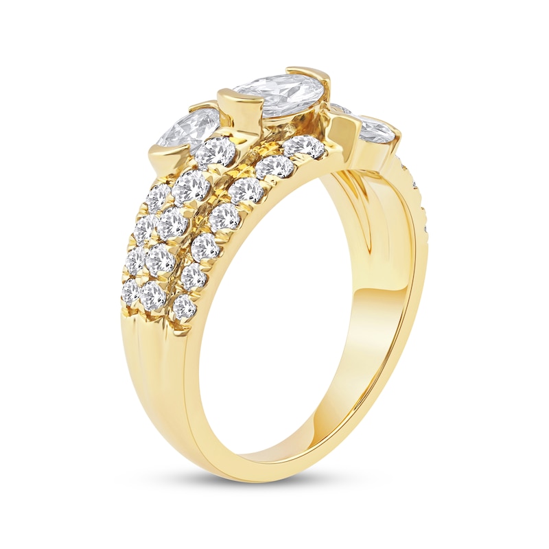 Main Image 2 of Now + Forever Lab-Grown Diamonds Oval-Cut Three-Stone Anniversary Ring 2 ct tw 14K Yellow Gold