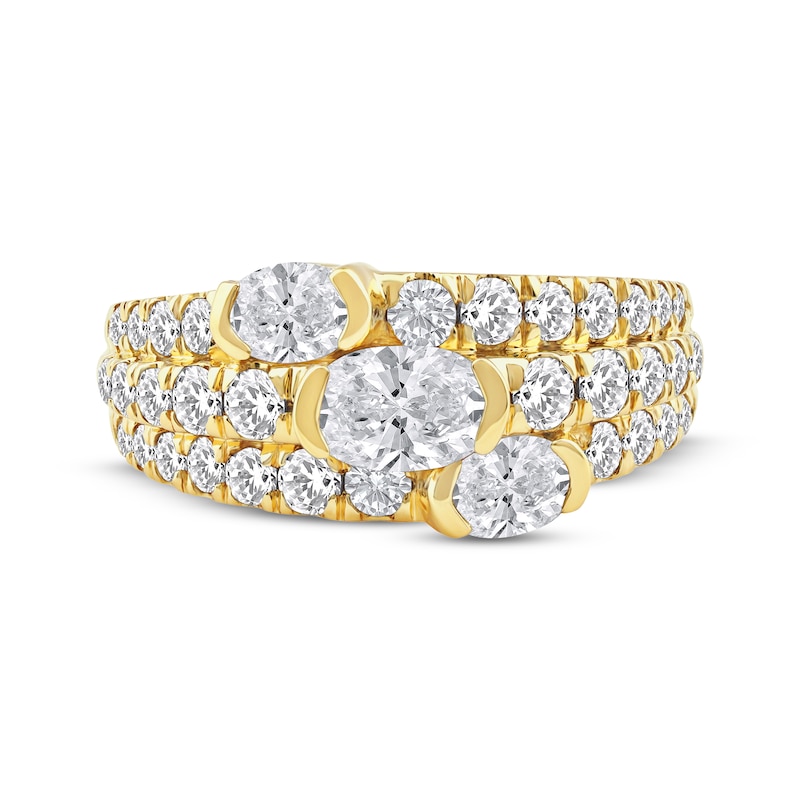 Lab-Created Diamonds by KAY Oval-Cut Three-Stone Anniversary Ring 2 ct tw 14K Yellow Gold
