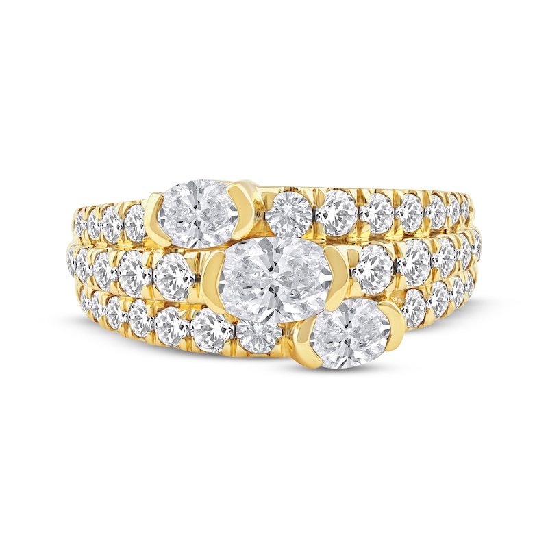 Main Image 3 of Now + Forever Lab-Grown Diamonds Oval-Cut Three-Stone Anniversary Ring 2 ct tw 14K Yellow Gold