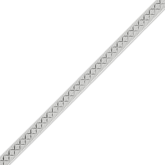 5.3mm Diamond-Cut Etched Herringbone Chain Necklace Solid Sterling Silver 18"