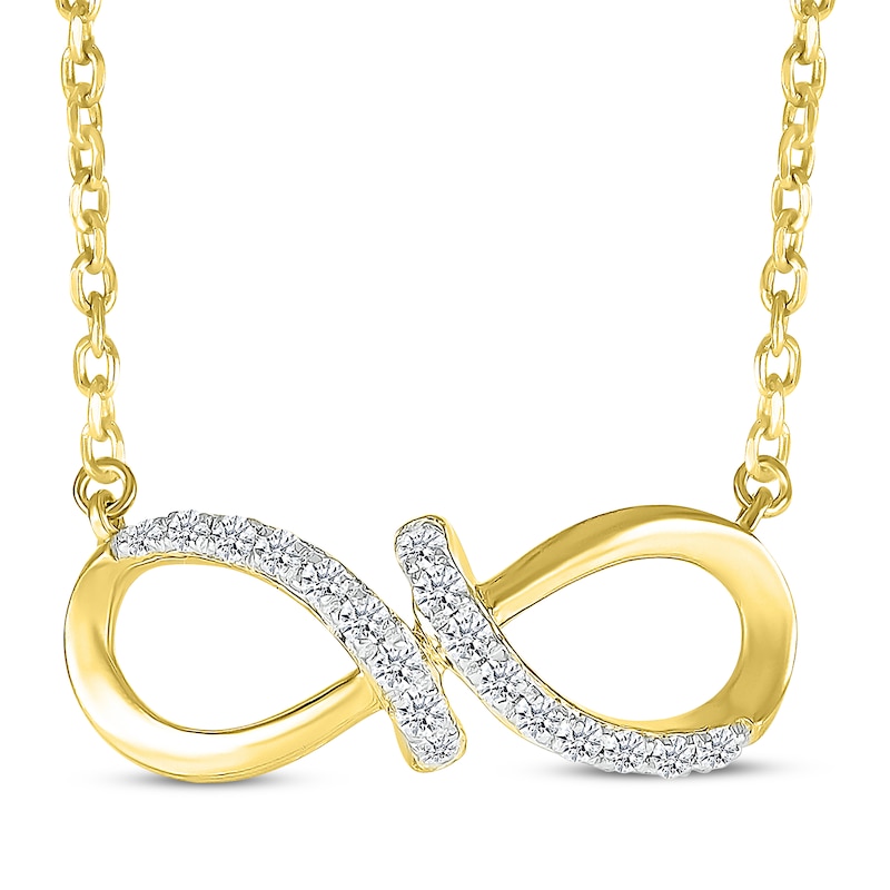 Main Image 1 of Diamond Infinity Twist Necklace 1/8 ct tw 10K Yellow Gold 18"