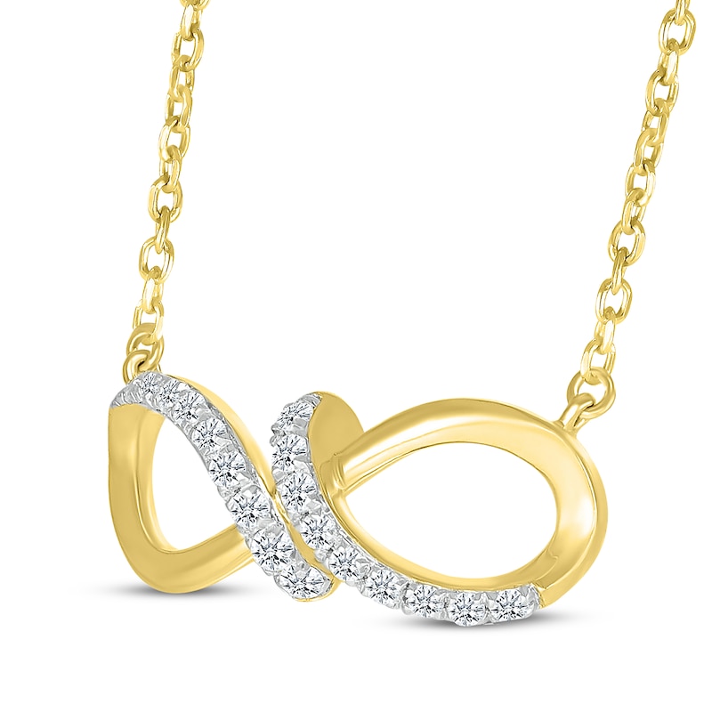 Main Image 2 of Diamond Infinity Twist Necklace 1/8 ct tw 10K Yellow Gold 18"