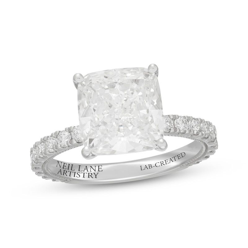 Main Image 1 of Neil Lane Artistry Cushion-Cut Lab-Grown Diamond Engagement Ring 5-5/8 ct tw 14K White Gold