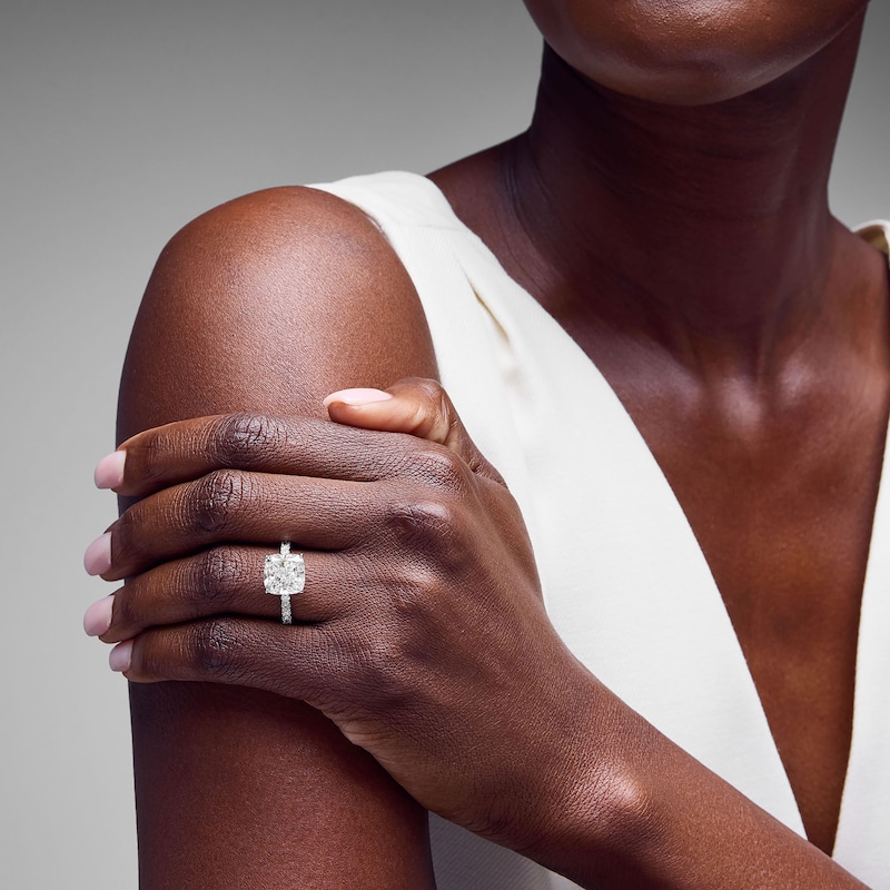 Main Image 4 of Neil Lane Artistry Cushion-Cut Lab-Grown Diamond Engagement Ring 5-5/8 ct tw 14K White Gold