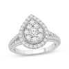 Thumbnail Image 1 of Now + Forever Multi-Diamond Pear-Shaped Halo Engagement Ring 1 ct tw 10K White Gold