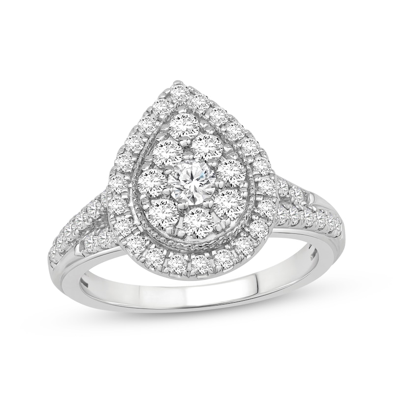 Main Image 1 of Now + Forever Multi-Diamond Pear-Shaped Halo Engagement Ring 1 ct tw 10K White Gold
