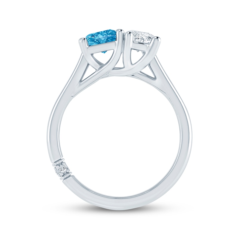 Main Image 3 of Monique Lhuillier Bliss Blue & White Lab-Grown Diamond Two-Stone Engagement Ring 1-3/4 ct tw 18K White Gold