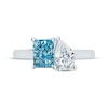 Thumbnail Image 4 of Monique Lhuillier Bliss Blue & White Lab-Grown Diamond Two-Stone Engagement Ring 1-3/4 ct tw 18K White Gold