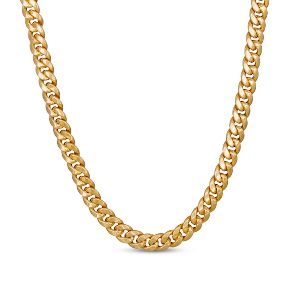 Curb Chain Necklace 9.3mm Hollow 14K Yellow Gold 22"