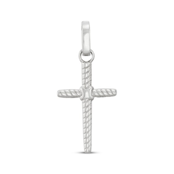 Charmed Memories Rope-Textured Cross Charm Sterling Silver