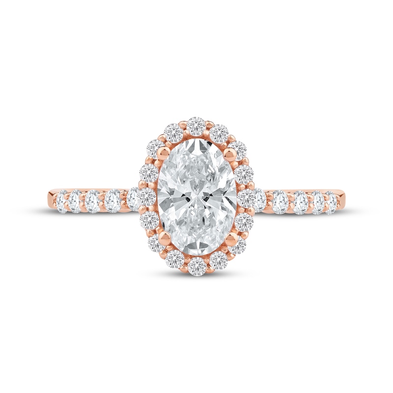 Main Image 3 of Now + Forever Lab-Grown Diamonds Oval-Cut Halo Engagement Ring 1-1/2 ct tw 14K Rose Gold