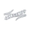 Thumbnail Image 1 of Emerald, Oval, Pear & Round-Cut Diamond Bypass Ring 1-1/2 ct tw 14K White Gold