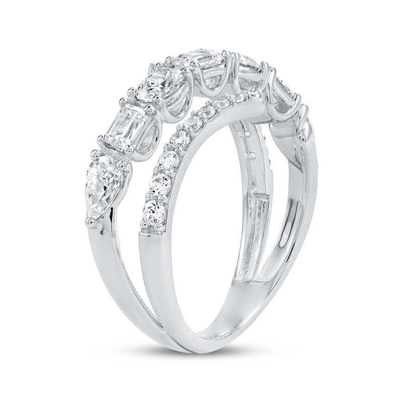 Main Image 2 of Emerald, Oval, Pear & Round-Cut Diamond Bypass Ring 1-1/2 ct tw 14K White Gold