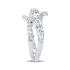 Thumbnail Image 3 of Emerald, Oval, Pear & Round-Cut Diamond Bypass Ring 1-1/2 ct tw 14K White Gold