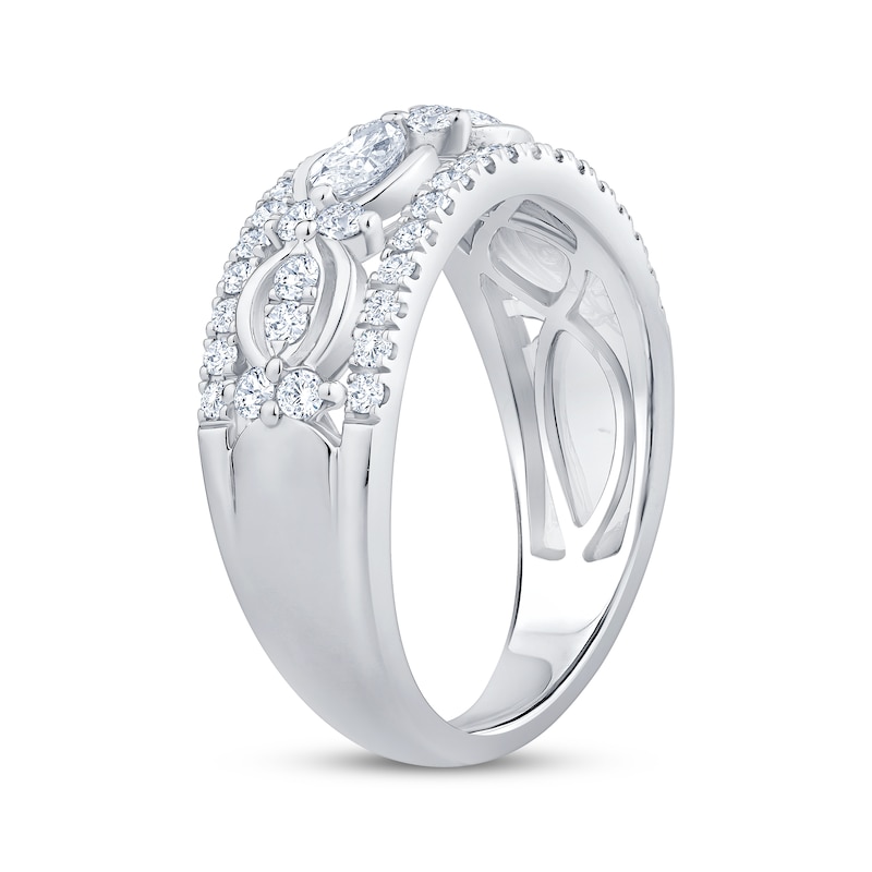 Main Image 2 of Now + Forever Marquise & Round-Cut Diamond Three-Row Anniversary Band 7/8 ct tw 14K White Gold
