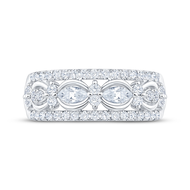 Main Image 3 of Now + Forever Marquise & Round-Cut Diamond Three-Row Anniversary Band 7/8 ct tw 14K White Gold