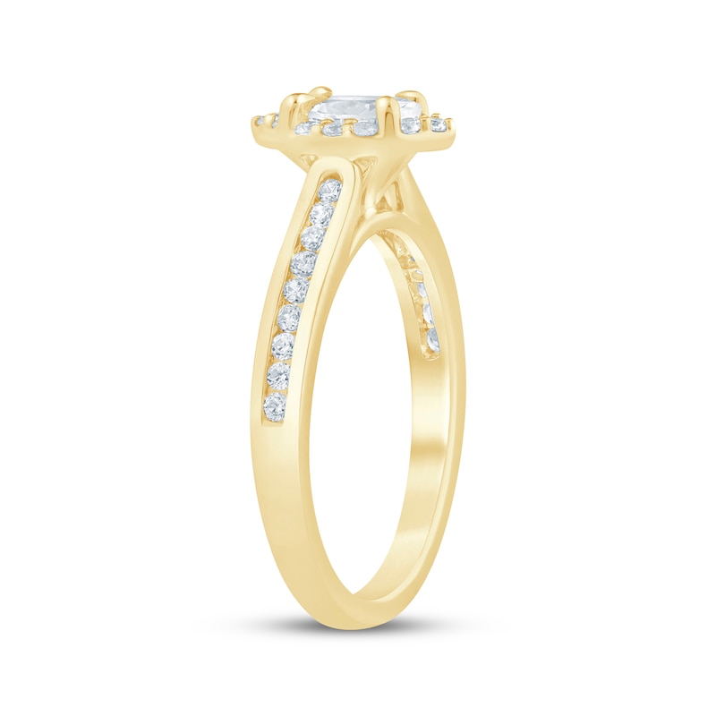 Main Image 2 of Now + Forever Lab-Grown Diamonds Marquise-Cut Halo Engagement Ring 1/2 ct tw 14K Yellow Gold