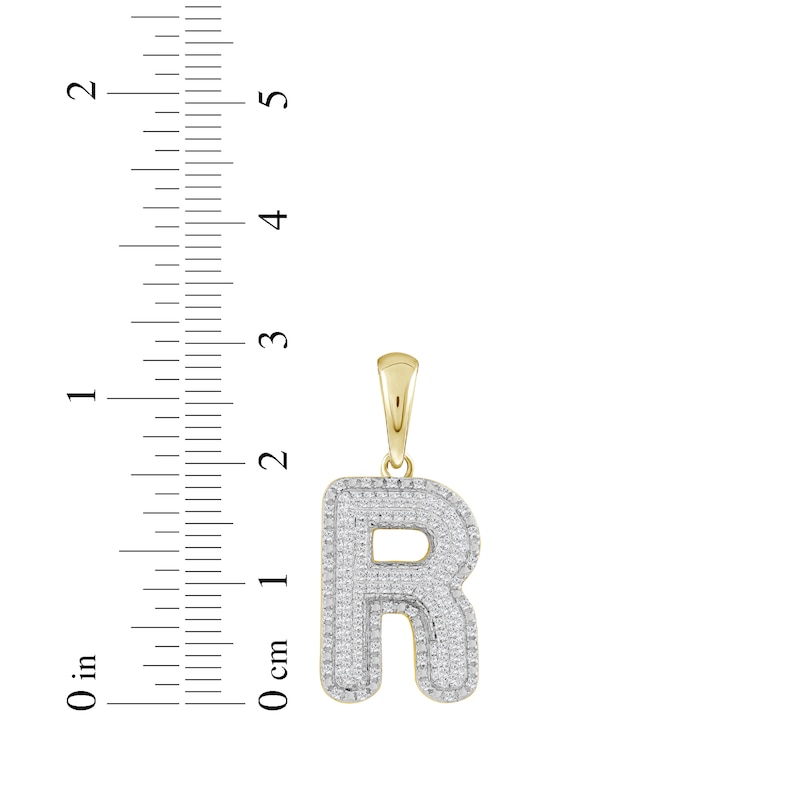 Main Image 3 of Diamond Puff Letter R Initial Charm 1/3 ct tw 10K Yellow Gold