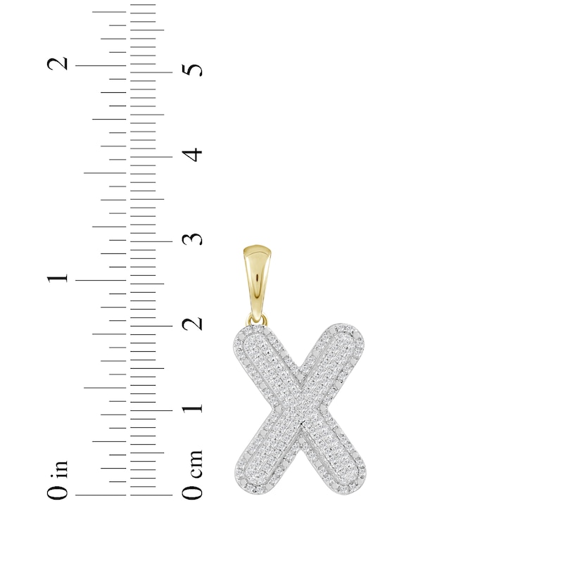 Main Image 3 of Diamond Puff Letter X Initial Charm 1/3 ct tw 10K Yellow Gold