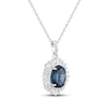 Thumbnail Image 2 of Oval-Cut London Blue Topaz & White Lab-Created Sapphire Halo Necklace Sterling Silver 18&quot;