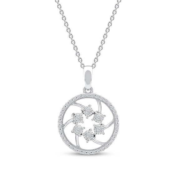 Diamond Openwork Circle Necklace 1/8 ct tw 10K White Gold 18"