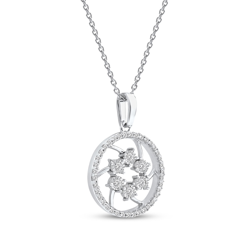 Main Image 2 of Diamond Openwork Circle Necklace 1/8 ct tw 10K White Gold 18"