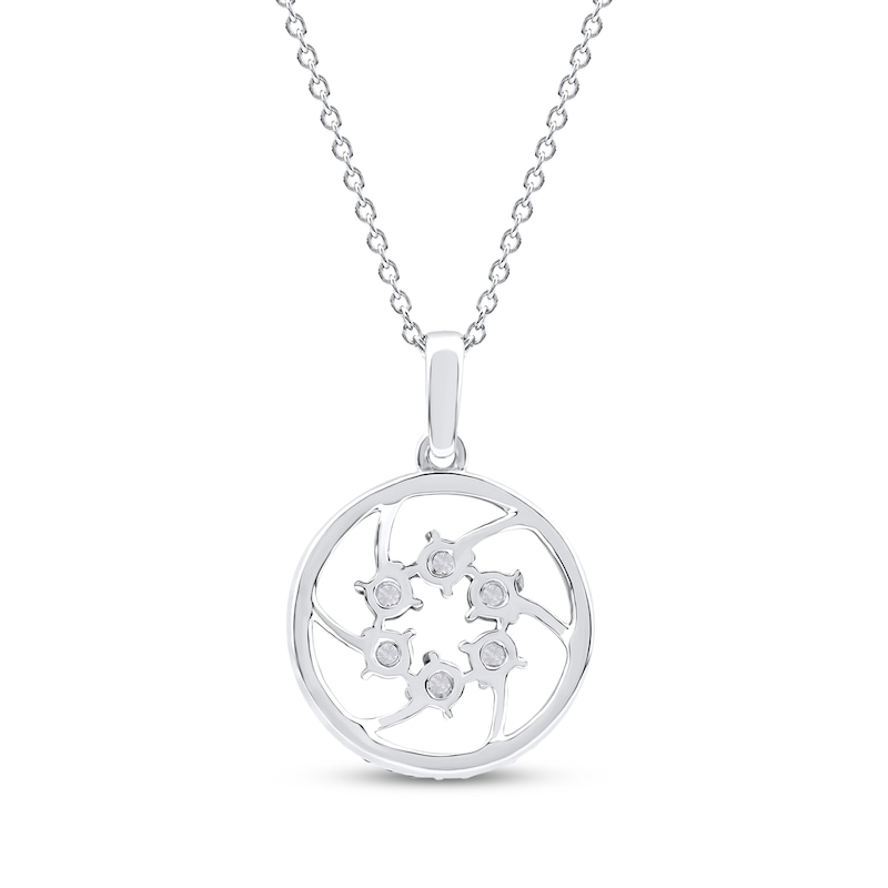Main Image 3 of Diamond Openwork Circle Necklace 1/8 ct tw 10K White Gold 18"
