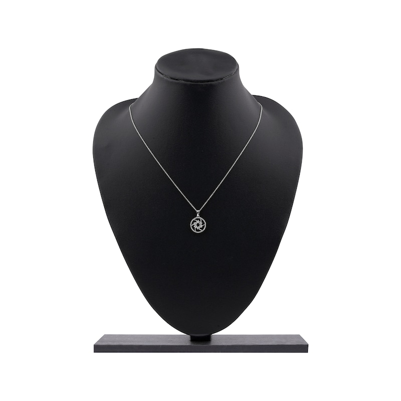 Main Image 6 of Diamond Openwork Circle Necklace 1/8 ct tw 10K White Gold 18"