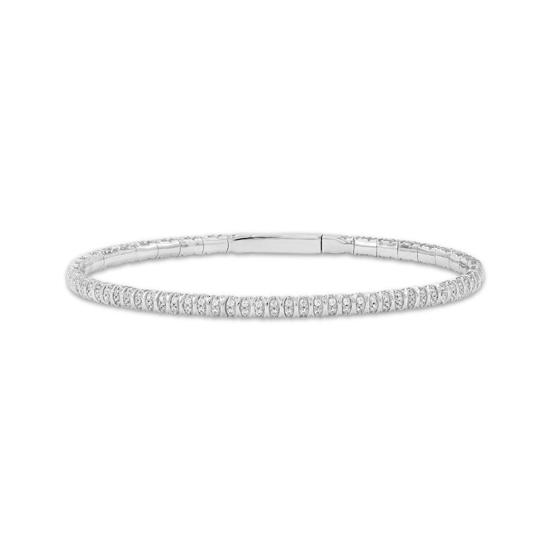 Main Image 1 of Diamond Flex Bangle Bracelet 3/4 ct tw 10K White Gold 7&quot;