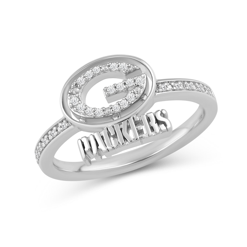 Main Image 1 of True Fans Green Bay Packers 1/15 ct tw Diamond Ring Sterling Silver
