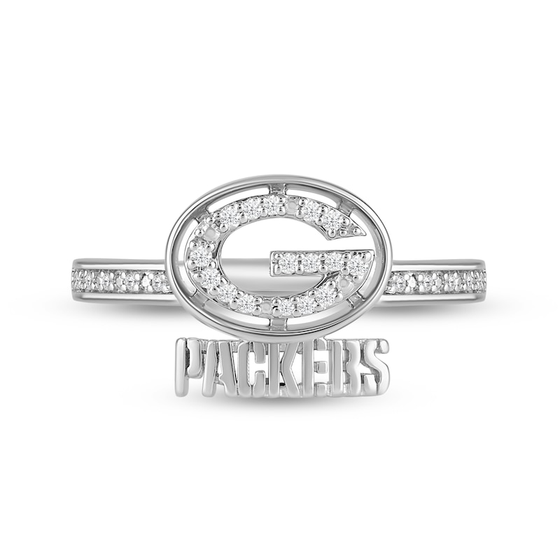 Main Image 2 of True Fans Green Bay Packers 1/15 ct tw Diamond Ring Sterling Silver