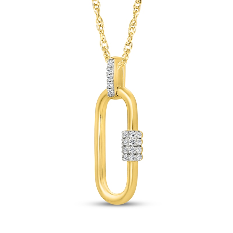 Main Image 2 of Diamond Carabiner Necklace 1/8 ct tw 10K Yellow Gold 18&quot;
