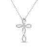 Thumbnail Image 1 of Diamond Twist Cross Necklace 1/15 ct tw Sterling Silver 18"
