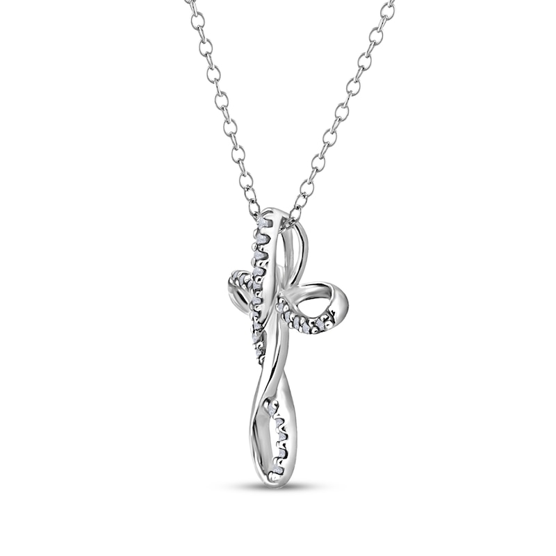Main Image 2 of Diamond Twist Cross Necklace 1/15 ct tw Sterling Silver 18"